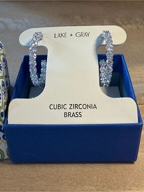 Silver Cubic Zirconia Hoop Earrings - Clear Sparkle
